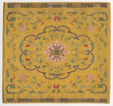 Cushion Cover, 1700s. China, 18th century. Silk, metallic thread; overall: 48.9 x 51.4 cm (19 1/4 x