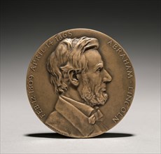 Abraham Lincoln Medal (obverse), 1900s. Charles Calverley (American, 1833-1914). Bronze; diameter: