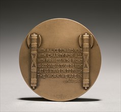 Abraham Lincoln Medal (reverse), 1900s. Charles Calverley (American, 1833-1914). Bronze; diameter: