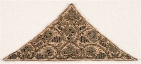 Forehead Cloth, late 1500s. England, Elizabethan Period, late 16th century. Silk, gold and silver