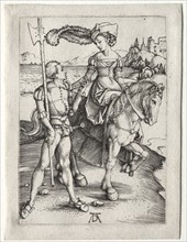 The Lady Riding and the Landsknecht, c. 1497. Albrecht Dürer (German, 1471-1528). Engraving
