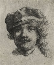 Self-Portrait Wearing a Soft Cap: Full Face, Head Only, c. 1634. Rembrandt van Rijn (Dutch,