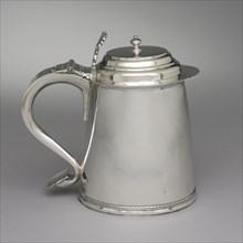 Tankard, c. 1710. Samuel Vernon (American, 1683-1737). Silver; with handle: 20.7 x 21.8 cm (8 1/8 x