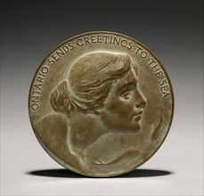 Medal: Ontario Sends Greetings to the Sea (obverse), 1800s-1900s. Lorado Taft (American, 1860-1936)