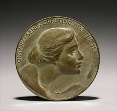 Medal: Ontario Sends Greetings to the Sea (obverse), 1800s-1900s. Lorado Taft (American, 1860-1936)