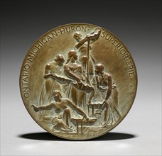 Medal: Ontario Sends Greetings to the Sea (reverse), 1800s-1900s. Lorado Taft (American, 1860-1936)