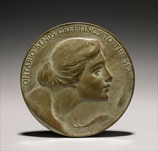 Medal: Ontario Sends Greetings to the Sea, 1800s-1900s. Lorado Taft (American, 1860-1936). Bronze;
