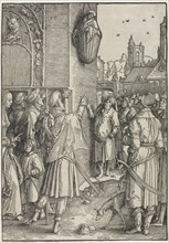 The Power of Women: The Poet Virgil Suspended in a Basket, c. 1512. Lucas van Leyden (Dutch,