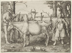 The Milkmaid, 1510. Lucas van Leyden (Dutch, 1494-1533). Engraving