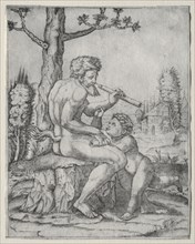Faun and Child, c. 1509. Marcantonio Raimondi (Italian, 1470/82-1527/34). Engraving