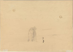 Figures in a Landscape (verso), c. 1919. Jean Louis Forain (French, 1852-1931). Black crayon;