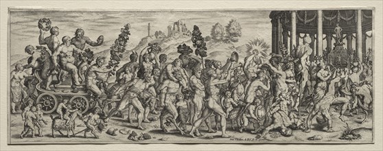 Triumph of Bacchus. Theodor de Bry (Flemish, 1528-1598). Engraving