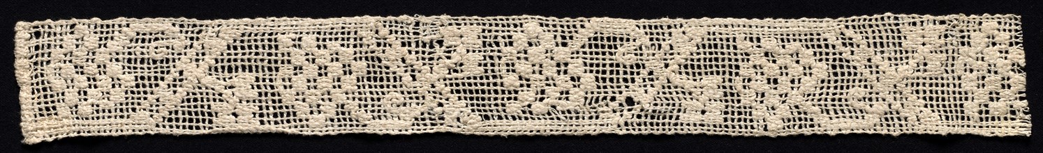 Fragment of a Band with Geometric Pattern and Floral Motif, 19th century. Italy, 19th century.