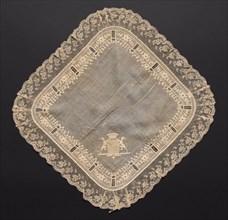 Handkerchief, early 1800s. France, early 19th century. Embroidery: linen; overall: 48.2 x 48.2 cm