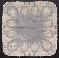 Handkerchief, early 1800s. France, early 19th century. Embroidery: linen; overall: 38.7 x 38.7 cm