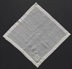 Handkerchief, 1800s. France, 19th century. Embroidery: linen; overall: 39.3 x 39.3 cm (15 1/2 x 15