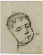 Emil Gauguin as a Child, Head on a Pillow, c. 1875-1876. Paul Gauguin (French, 1848-1903). Black