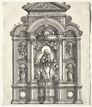 Great Altar with the Virgin, in a border with SS. Christopher, George, Barbara, Catherine, 1520.
