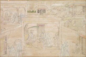 Bhima's Consultation with the Astrologer: Scene from the Nala-Damayanti Drawings, c. 1790-1800.