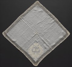 Handkerchief, 1700s. France ?, 18th century. Embroidery on linen ground; lace edging; overall: 54 x