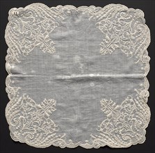 Embroidered Handkerchief, 1800s. Italy, 19th century. Embroidery: linen; overall: 45.7 x 45.7 cm