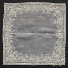 Handkerchief, 1800s. Flanders, 19th century. Embroidery: linen; overall: 31.2 x 31.2 cm (12 5/16 x