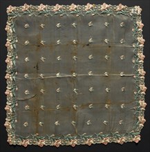 Handkerchief, 1889. Cuba, late 19th century. Pineapple cloth, embroidered in silk; overall: 33.7 x