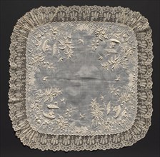 Embroidered Handkerchief, 1857. Switzerland, 19th century. Embroidery: linen; average: 48.3 x 48.3