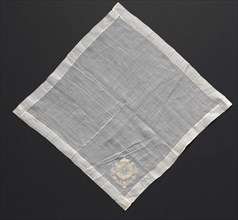 Handkerchief, 1800s. France, 19th century. Embroidery: linen; overall: 42.5 x 42.5 cm (16 3/4 x 16