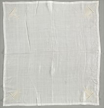 Handkerchief, c 1800-1825. Russia or France, Early 19th century. Embroidered cotton; overall: 66 x