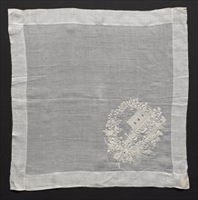 Embroidered Handkerchief, 1800s. Italy, 19th century. Embroidered linen; overall: 39.7 x 39.7 cm