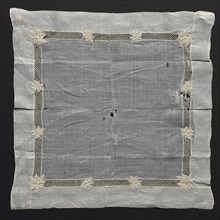 Handkerchief, 1800s. France or Switzerland, 19th century. Embroidery: linen; overall: 38.8 x 36.8