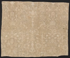 Fragment of Embroidered Cloth, 1700s. England or Ireland, 18th century. Embroidery; cotton;