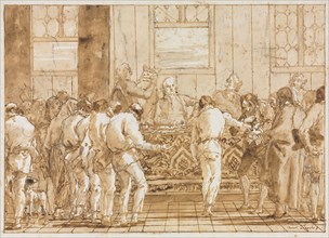The Trial, 1790s. Giovanni Domenico Tiepolo (Italian, 1727-1804). Pen and brown ink and brush and