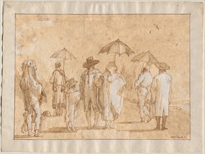 A Spring Shower, 1790s-1804. Giovanni Domenico Tiepolo (Italian, 1727-1804). Pen and brown ink and