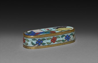 Lid for Cloisonne Opium Box, c 1800s. Japan, 19th century. Cloisonne enamel; overall: 4.5 x 1.9 cm