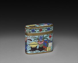 Cloisonne Opium Box and Lid, c 1800s. Japan, 19th century. Cloisonne enamel; overall: 4.5 x 1.9 cm