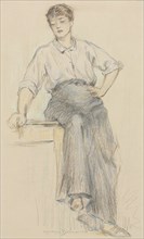 The Toiler. James Carroll Beckwith (American, 1852-1917). Pencil and crayon;