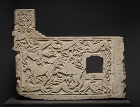 Balustrade Fragment with Animals, 1303-1304. Iran, probably Hamadan, Ilkhanid period (1256-1353).