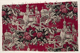 Printed Cotton with Egyptian Scene, 1800s. England, 19th century. Block printed cotton; overall: 44