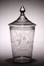 Flip Glass, late 1700s. America, 18th century. Glass; diameter: 11.2 cm (4 7/16 in.); overall: 26 x