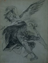 A Flying Angel (recto), 1723-1727. Giovanni Battista Piazzetta (Italian, 1682-1754). Black chalk