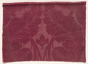 Damask with Leaf and Floral Design, 1700s - 1800s. England, 18th-19th century. Damask; wool;