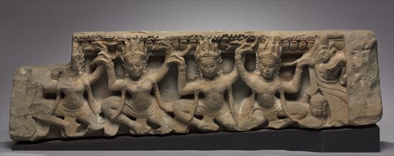 Frieze with Apsaras, late 1100s. Cambodia, Angkor, the Bayon, Reign of Jayavarman VII, late
