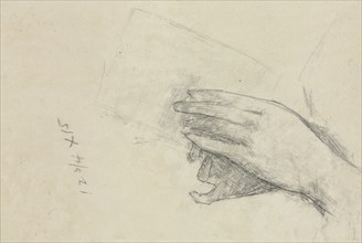 Hands Holding a Book (verso), 1889. Childe Hassam (American, 1859-1935). Graphite; sheet: 13.8 x 18