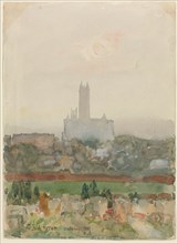 Canterbury Cathedral (recto); Hands Holding a Book (verso), 1889. Childe Hassam (American,