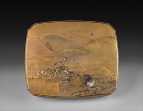 Lid for a Lacquered Box, 1800s. Japan, 19th century. Lacquer with sprinkled gold; overall: 2.9 x 18