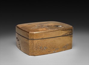 Lacquered Box with Tray and Lid, 1800s. Japan, 19th century. Lacquer with sprinkled gold; overall: