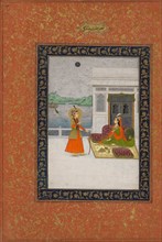 Yusuf and Zulaykha meeting, c. 1764. India, Provincial Mughal, Lucknow, 18th century. Opaque