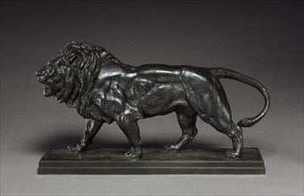 Walking Lion, after 1836. Antoine-Louis Barye (French, 1796-1875). Bronze; overall: 22.3 x 40.6 cm